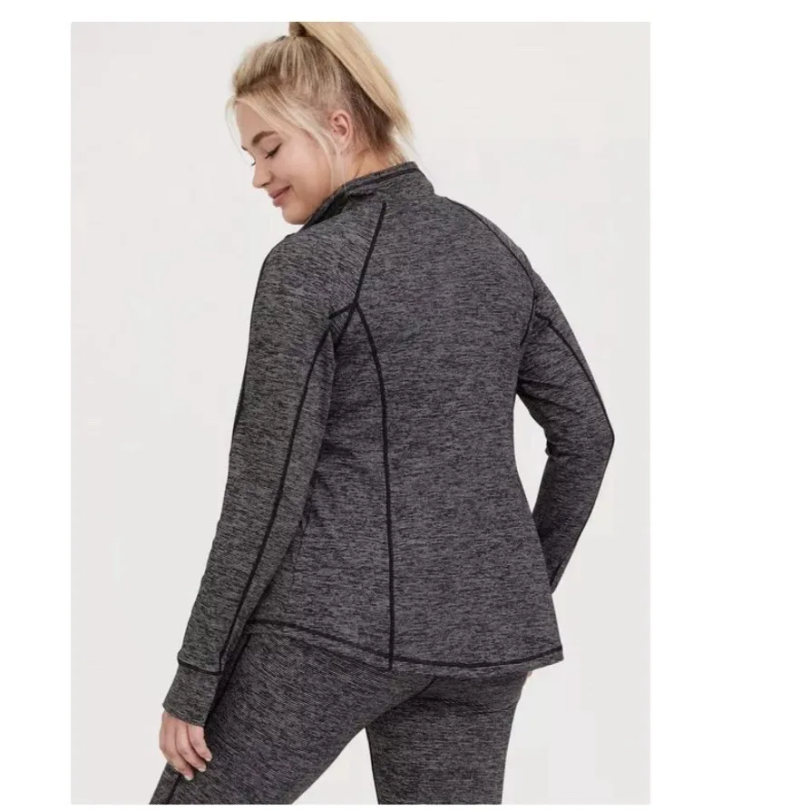 Torrid Active Black Space Dye Performance Thumbholes Half Zip Pullover‎ Size 2X - Image 3