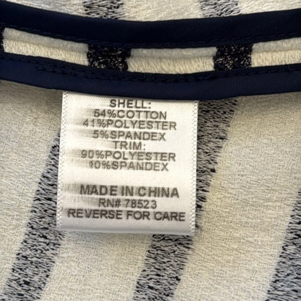 Luii Light Weight Blazer White Blue Striped One Button Size Large - Image 9