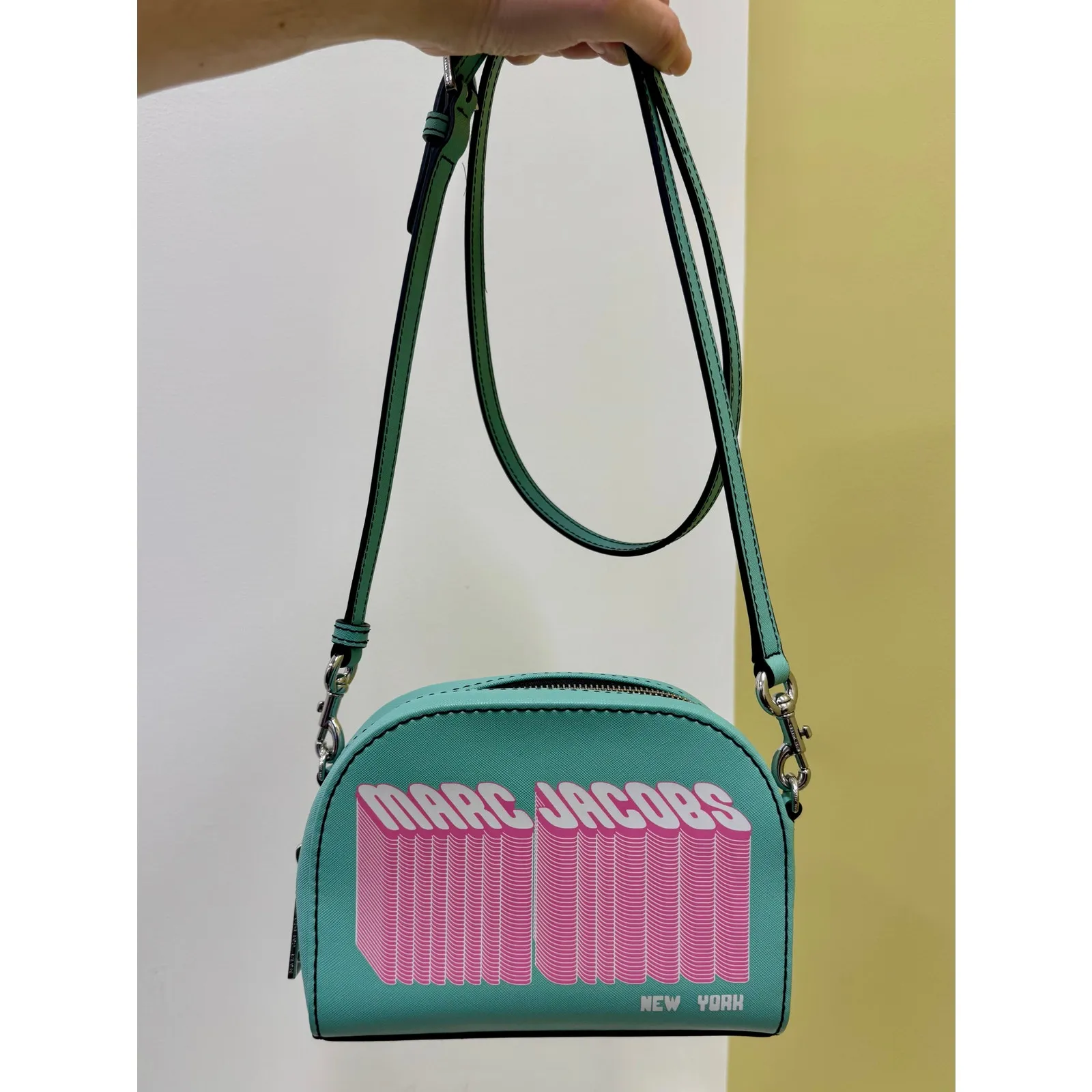 Marc Jacobs Playback Layers Logo Crossbody Purse Teal Pink 80s 90s Retro Barbie - Image 2