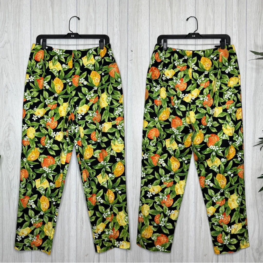 Talbots Citrus Fruit Print Slacks Crop Pants size 12 - Image 2