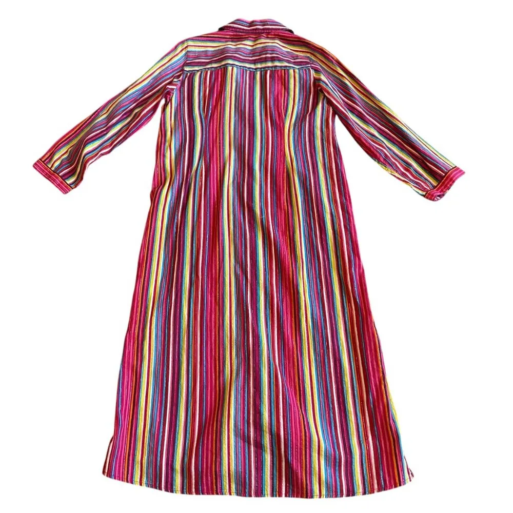 Soft Surroundings Colorful Stripe Button-Down Shirt Dress Cotton Size PXS Womens - Image 7