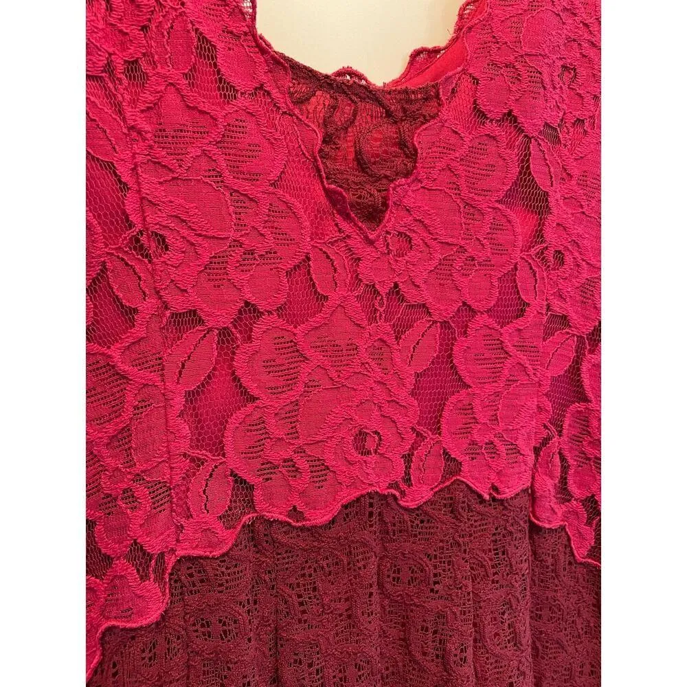 Anthropologie Moulinette Soeurs Carmindy Dress Pink Burgundy Lace 4 New - Image 9
