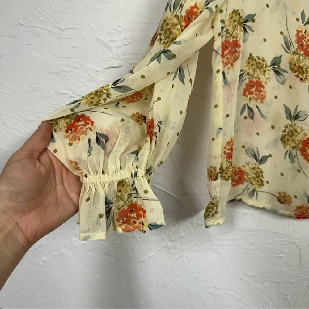 Dress Forum Cream Floral Blouse Womens Small Boho Cottage Core Romantic Shirt - Image 5