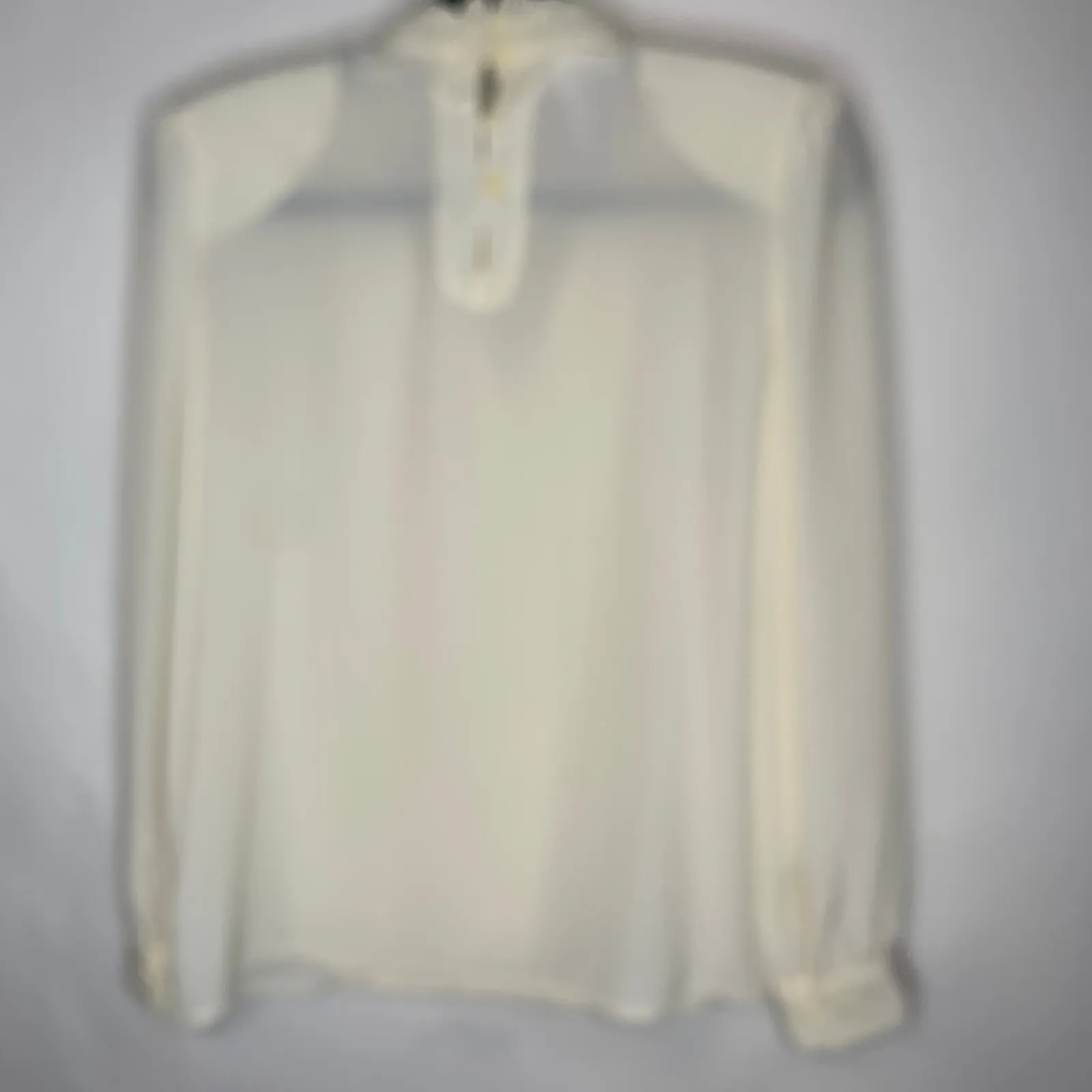 Vintage Cream Pleat Front Lace High Neck Blouse Sz 6 - Image 6