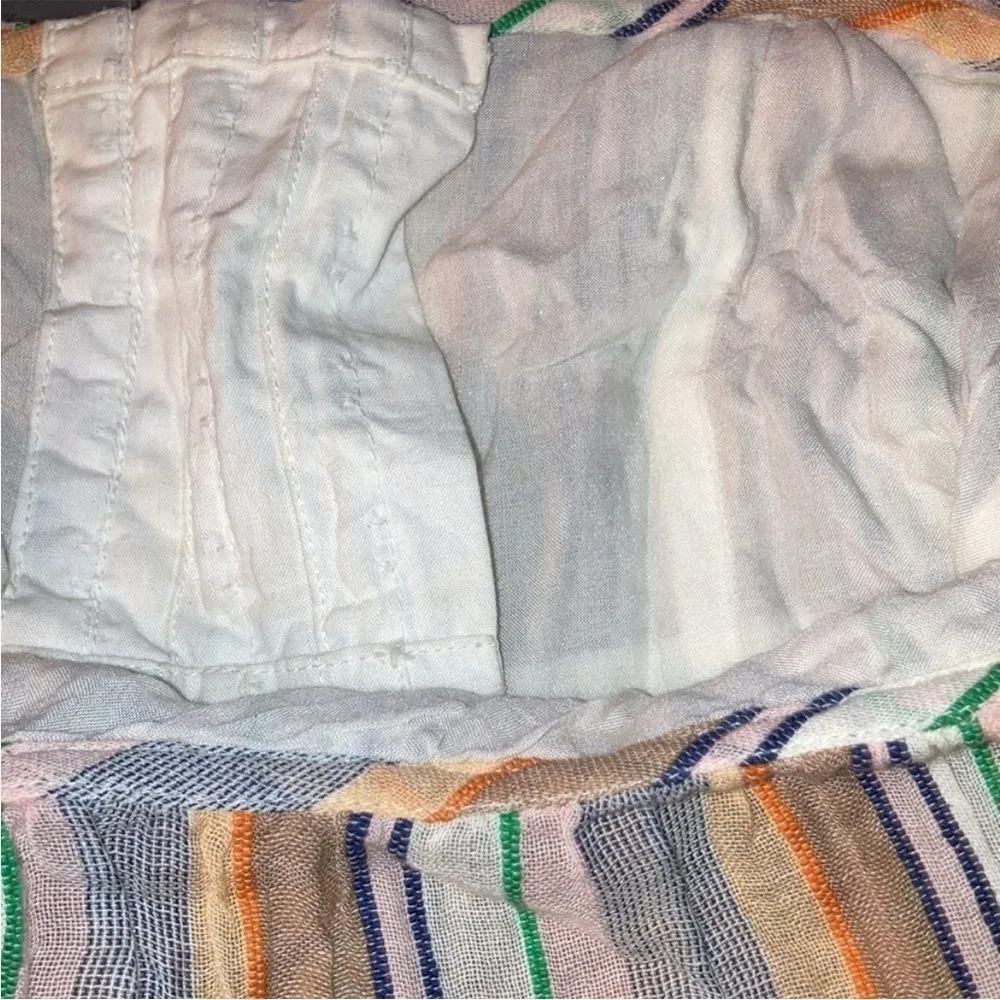 Tularosa Penelope Multi Striped Printed Cropped Top Ruffle Beach S - Image 9