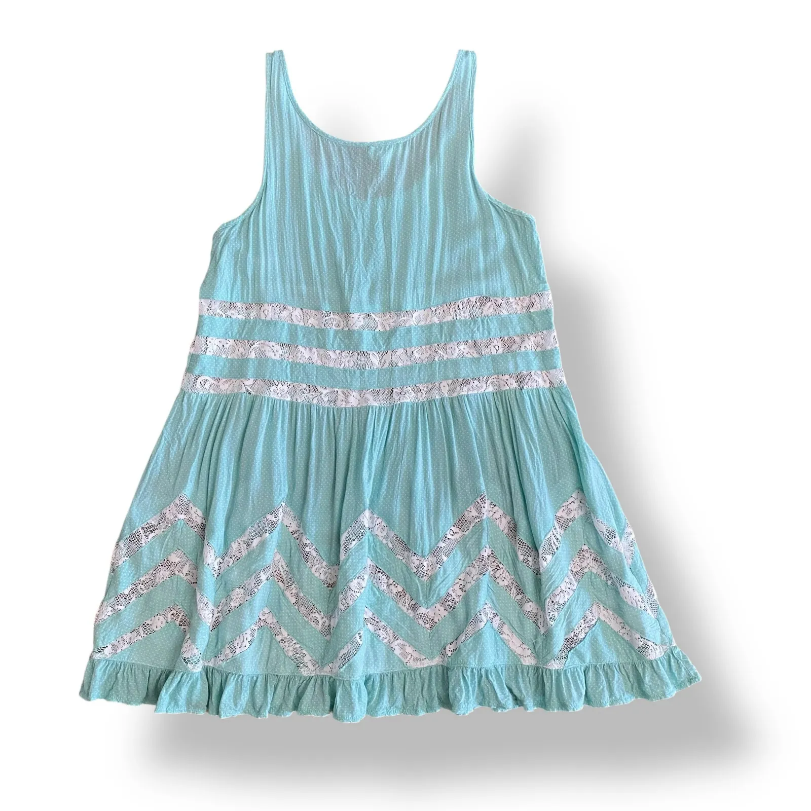 Tea & Cup Mint Green Lace‎ Tank Dress Small S Sleeveless Boho Festival Beachy - Image 4