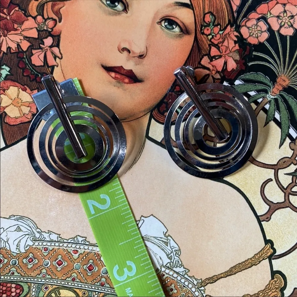 Vintage 1980s Geometric Earrings - Image 6