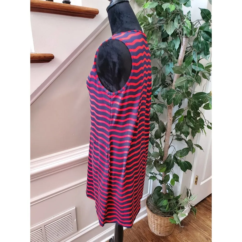 Tommy Bahama Red Navy Blue Sea Swell Split Neck Spa Dress Tassel Ties Size Small - Image 7