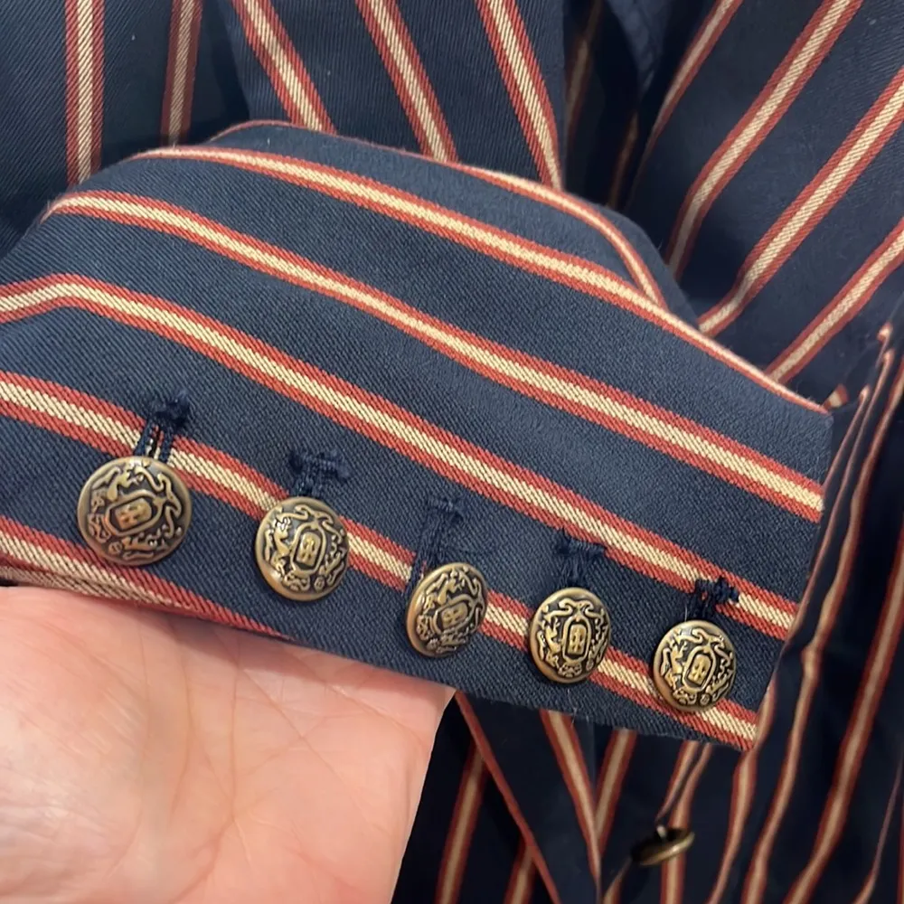 FREE PEOPLE "Tucked Away" Blazer Blue/Red/Tan Stripes-XS - Image 3