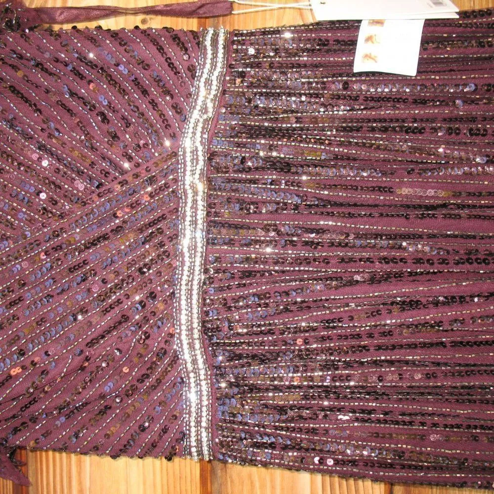 Mac Duggal Womens Purple Sequin Wrap Over Ruffle Cap Sleeve Gown Dress 5502 - Image 9