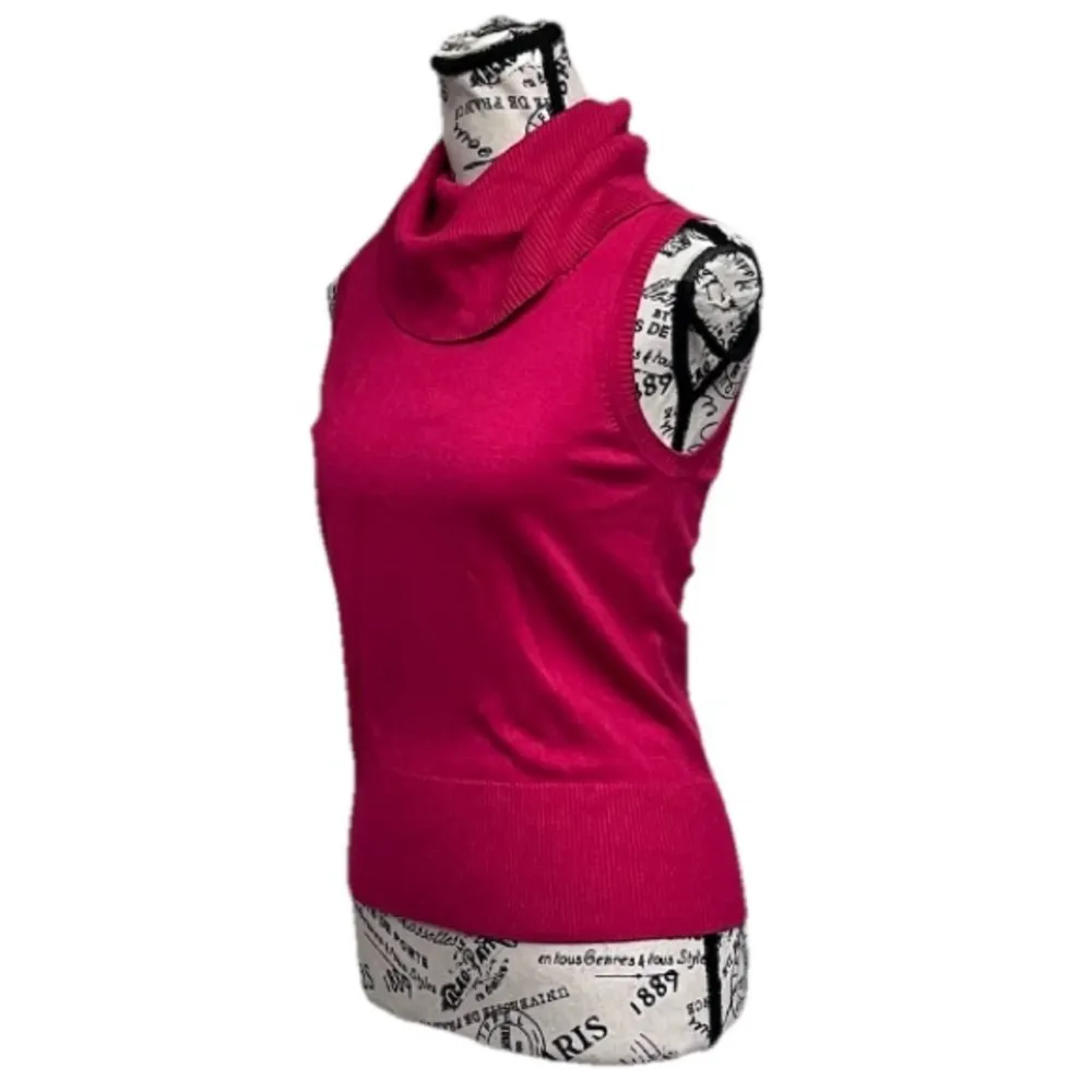 Jeanne Pierre Pink Mock Neck Sleeveless Knit Top S | Vintage Preppy Y2K Coastal - Image 3