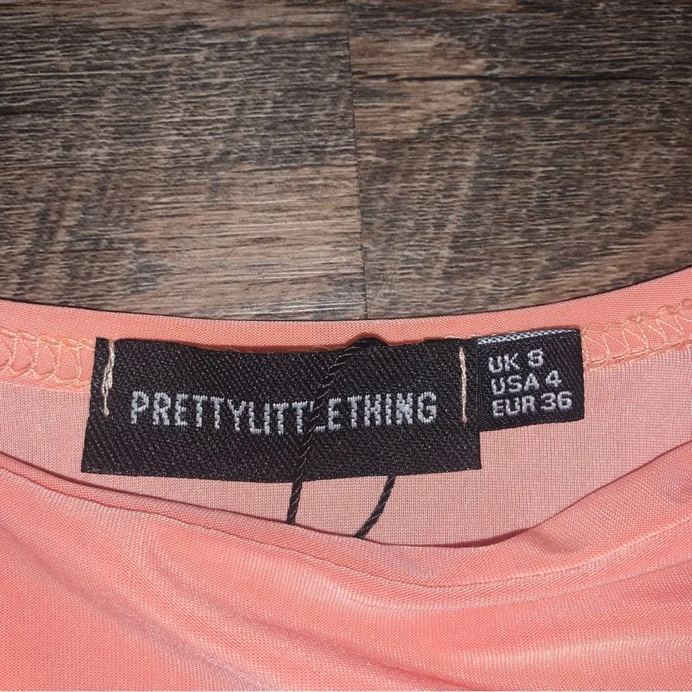 Pretty Little Thing Peach Slinky Cut Out Long Sleeve Thong Bodysuit NWT - Image 7