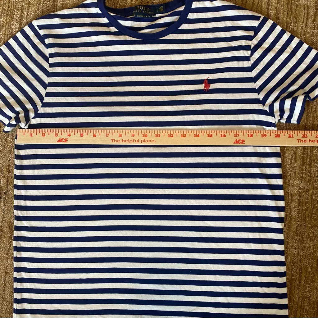 Polo Ralph Lauren Custom Slim Fit Stripe Top in Navy and White L - Image 8