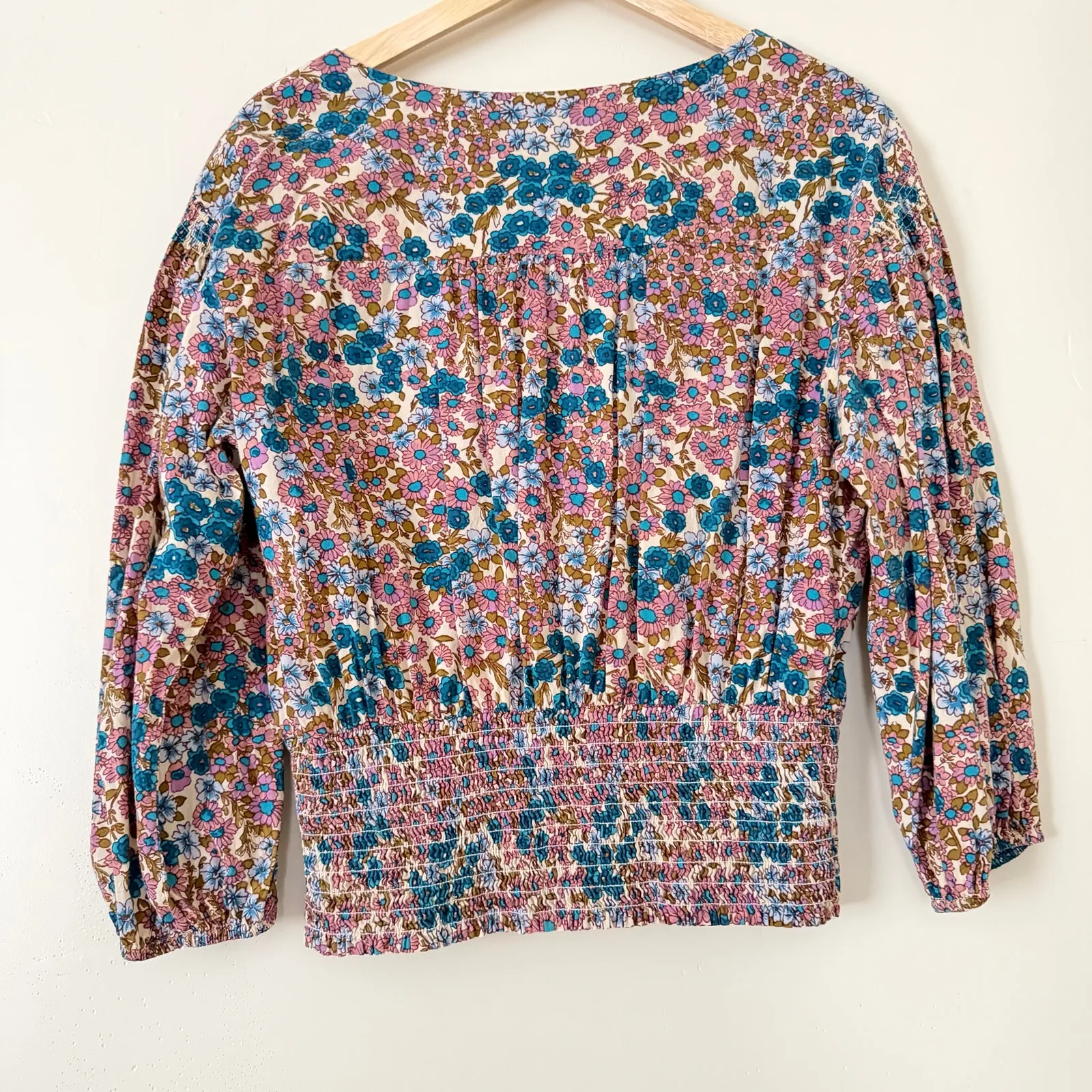 Anthropologie Odette Smocked Blouse Floral Cottagecore French Folk Floral Girly - Image 7