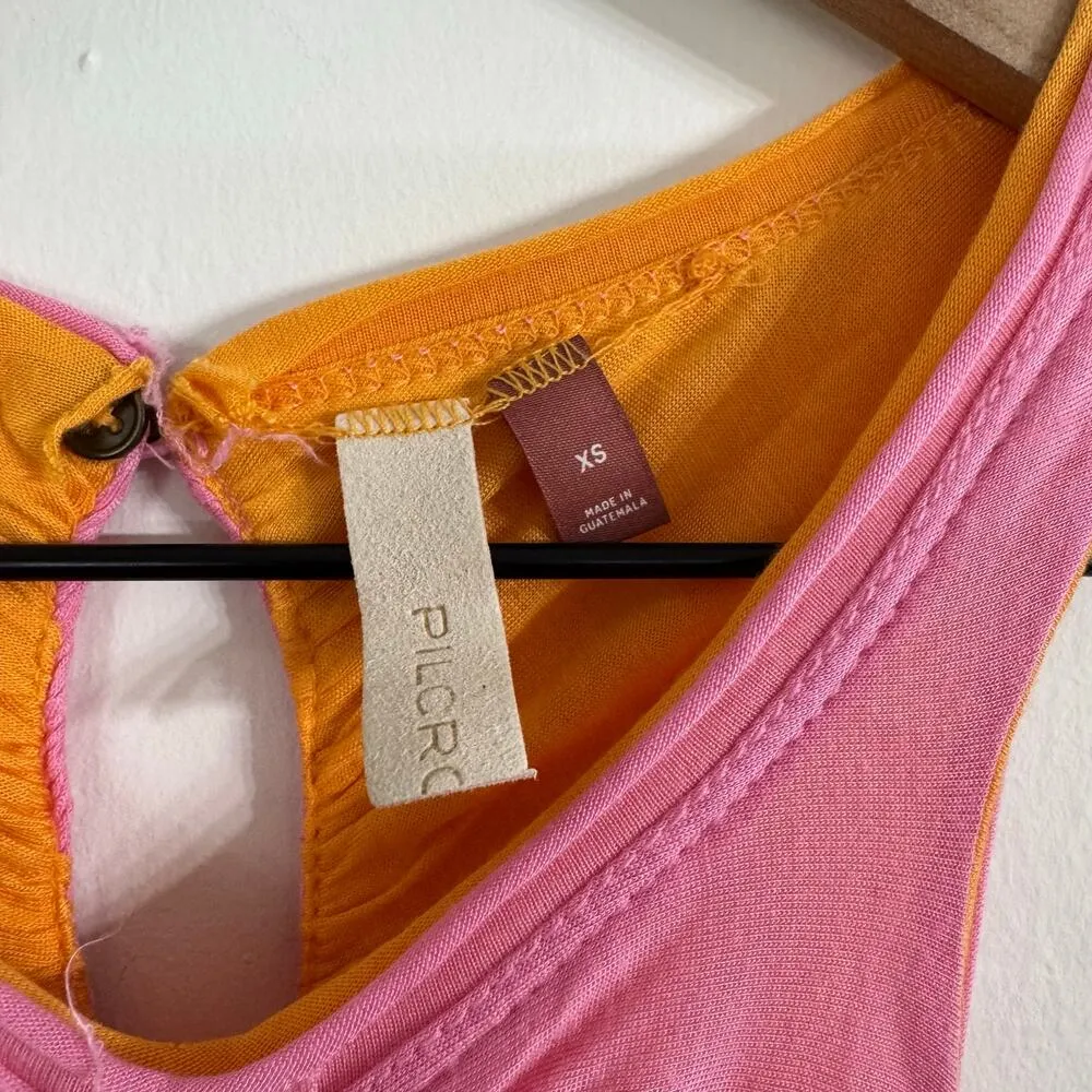 Anthropologie Pilcro Ruched Reversible Tank Top Pink Orange Size XS - Image 3