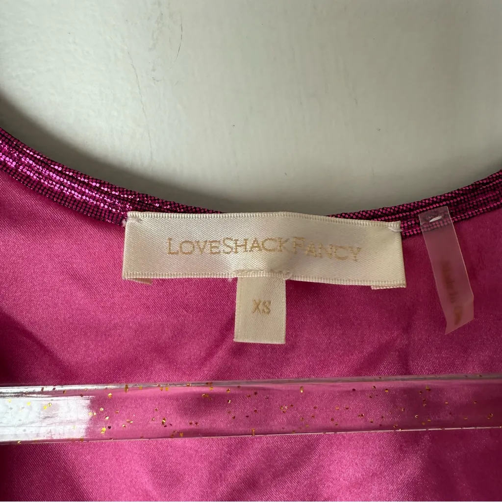 LoveShackFancy Missy Metallic Fuchsia Wrap Crop Top XS - Image 6