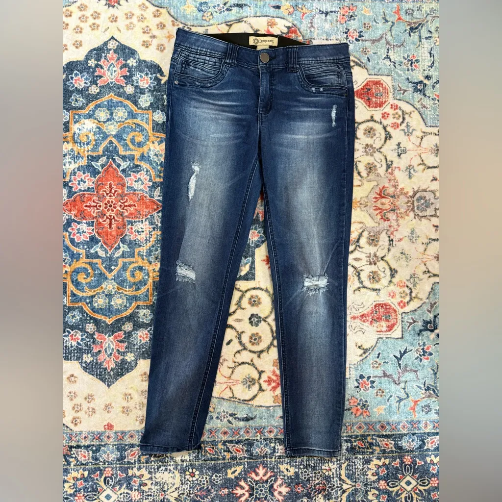 70 Democracy Ab Solution Distressed Jeans Womens 8 Blue Dark Wash mid rise - Image 2