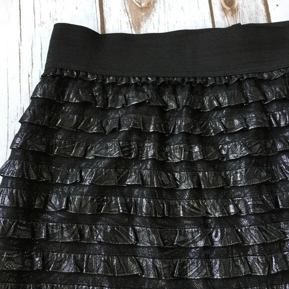 Kimchi Blue Urban Outfitters Mini Skirt Women L Y2K Ruffle Bandage Metallic Goth - Image 3