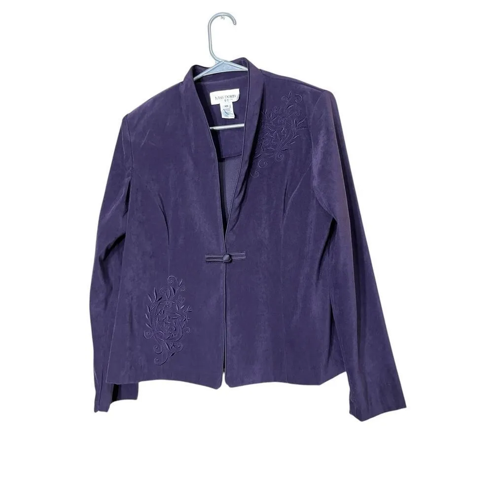 Vintage Miss Dorby Sleeveless Purple Sheath Dress W‎ Embroidered Blazer 10 - Image 8