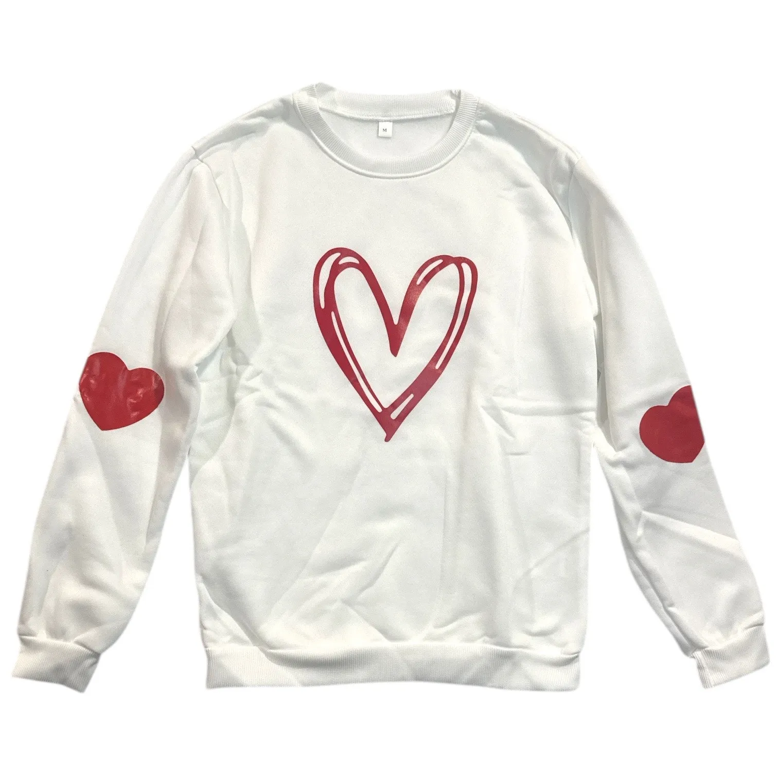 White Heart Graphic Crewneck Sweatshirt Unisex Medium New Without Tags - Image 1