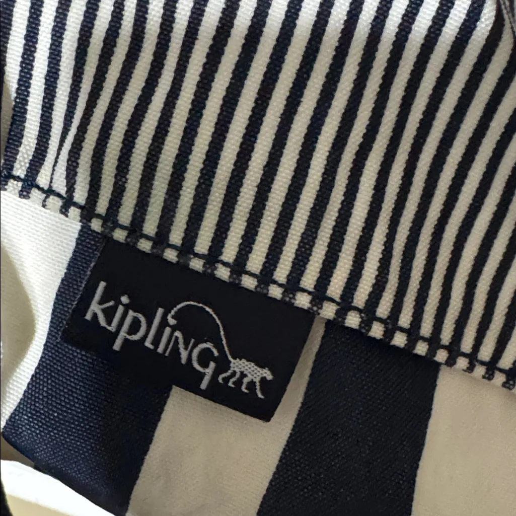 Kipling  Navy and White Striped Tote Bag - Image 2