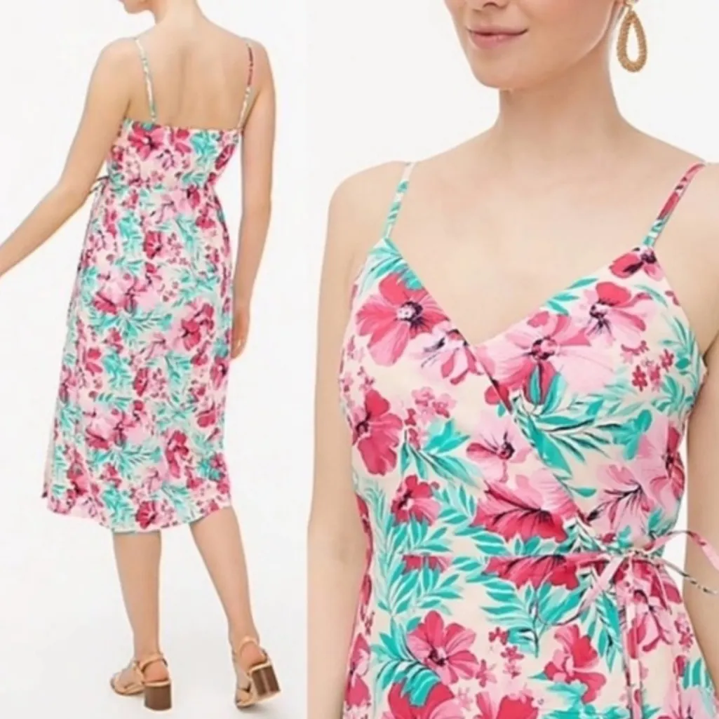 ✨HOST PICK✨ J Crew Tropical Pink Cotton Wrap Dress Sz 14 (NWT) - Image 4