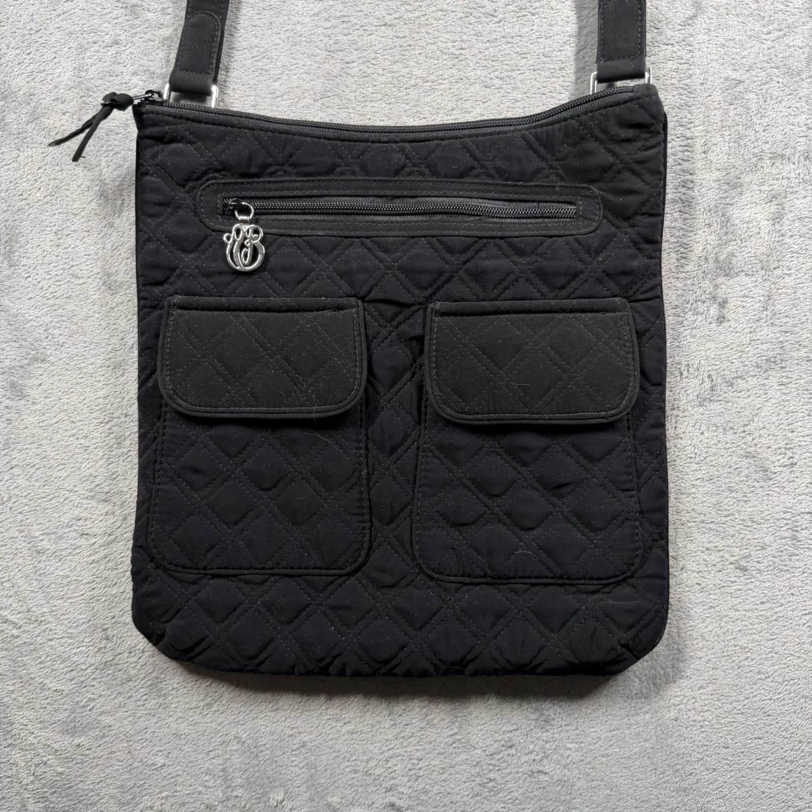 Vera Bradley Crossbody Bag Black Quilted Purse Pockets Travel Essential Shoulder - Image 4