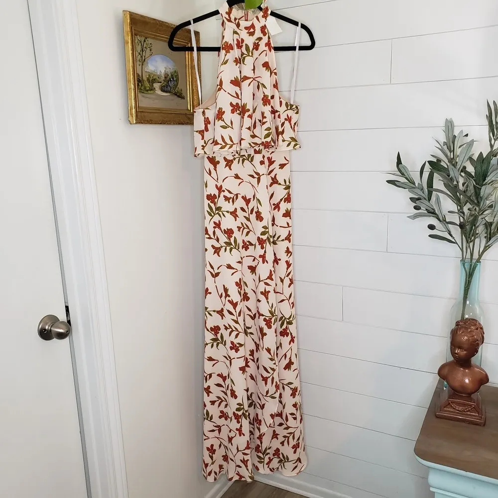 Lovers & Friends NWT Golden Ray Maxi Palm Print Halter Leaf Fall XS - Image 4