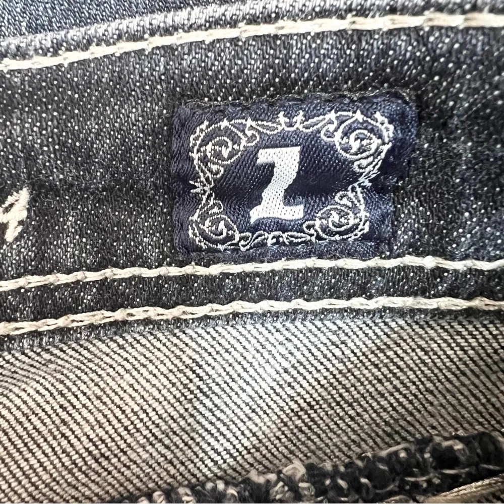 LA Idol Rhinestone Studded Denim Tall Bootcut Jeans Size 1 Inseam 34 Blue - Image 12