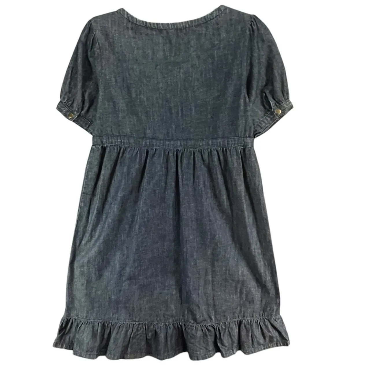 Fleur De Vie Primrose Denim Dress S Blue Babydoll Empire Ruffled Hem Milkmaid - Image 6