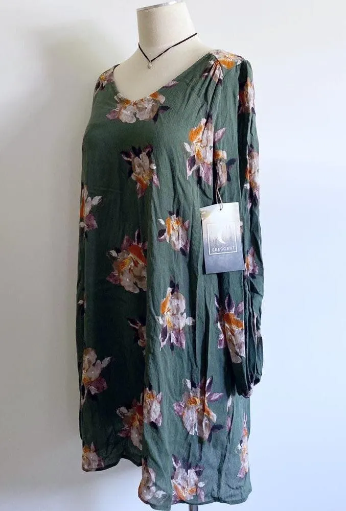 Floral Open Back Bohemian Shift Dress Green - Image 2