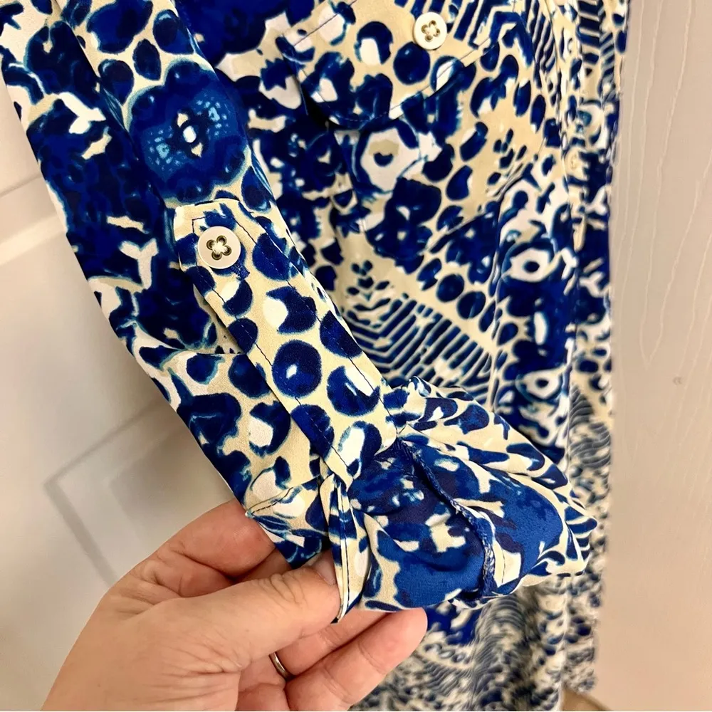 Cabi Blue Jewel Tunic Belted Button Down Dress - Image 4