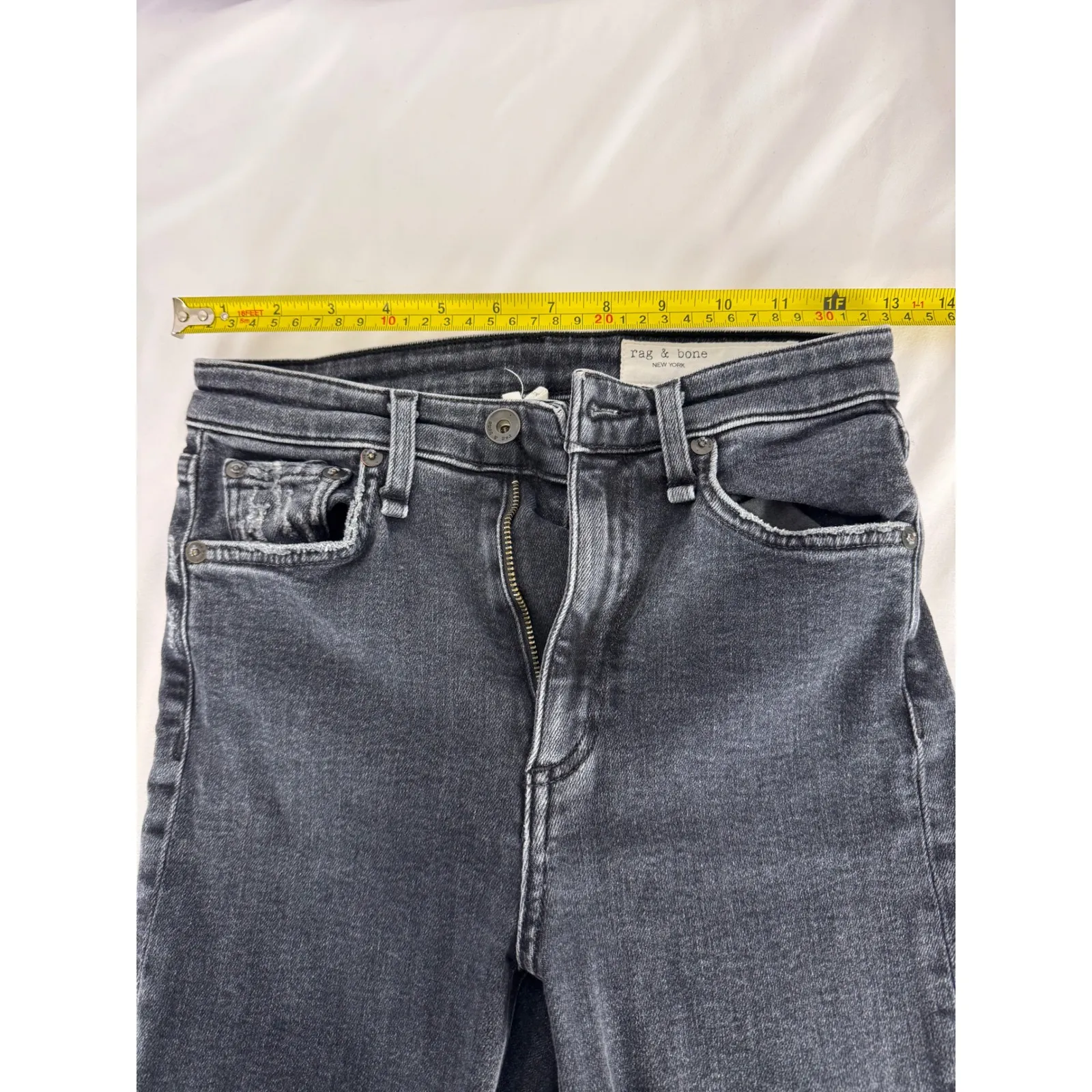 Rag & Bone Ripped Knee High Rise Skinny Jeans Distressed Black Wash Size 24‎ - Image 4