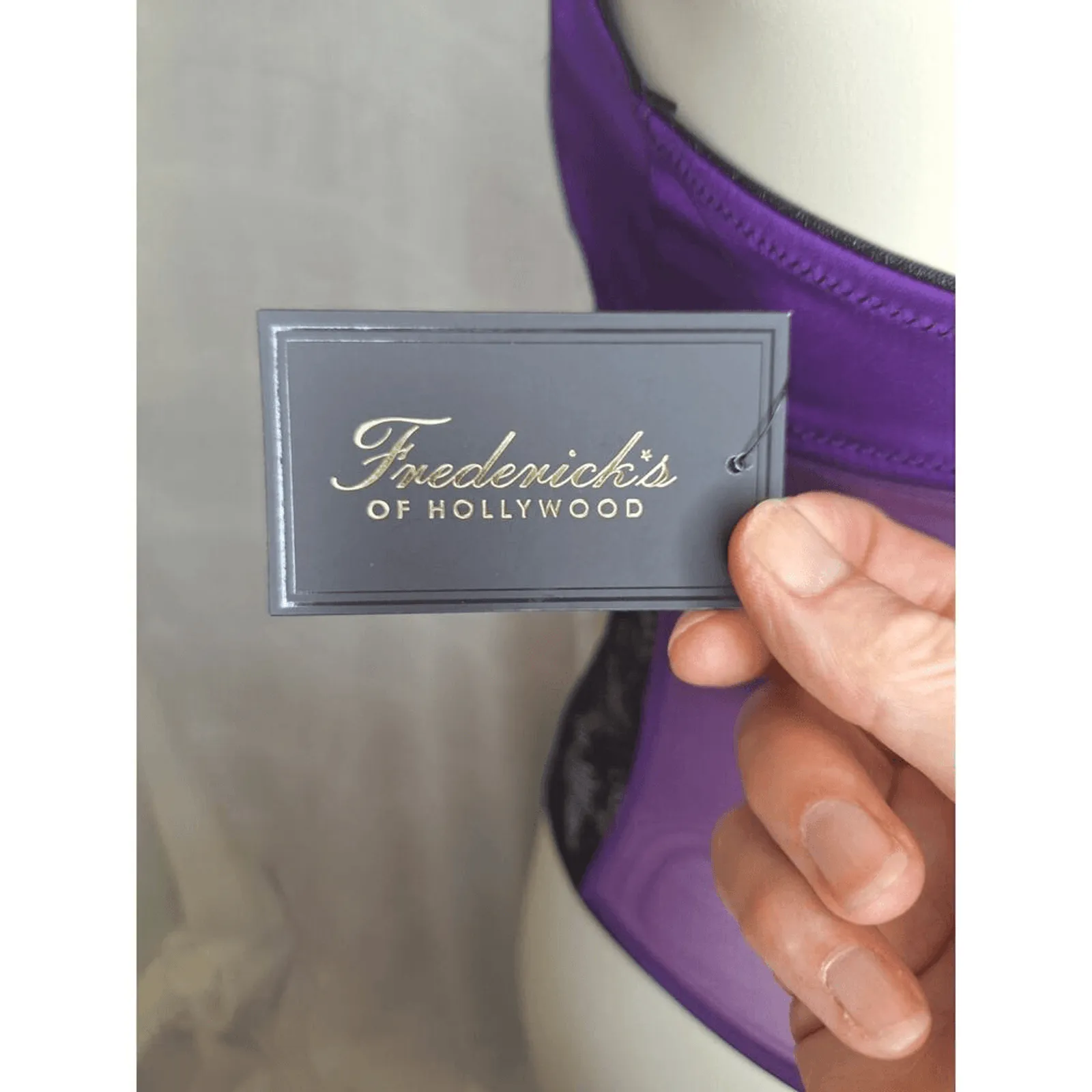 Fredericks of Hollywood Women's Small Ilana Body Suit Purple Black Sheer Lace - Image 7