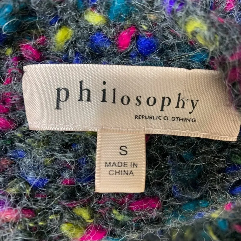 Philosophy Sweater Multicolored Speckle Grey Oversized Wool Alpaca Acrylic Small - Image 3