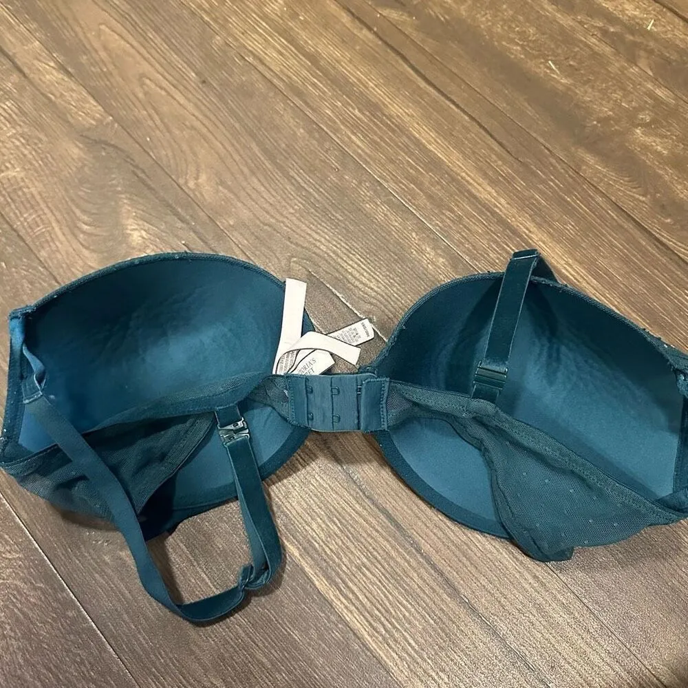 Victoria’s Secret Pushup green floral dotted lace 38D bra - Image 2