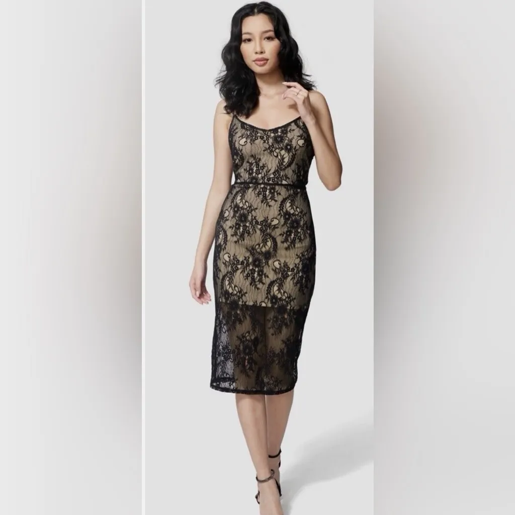 BEBE LACE OVERLAY MIDI DRESS - Image 4