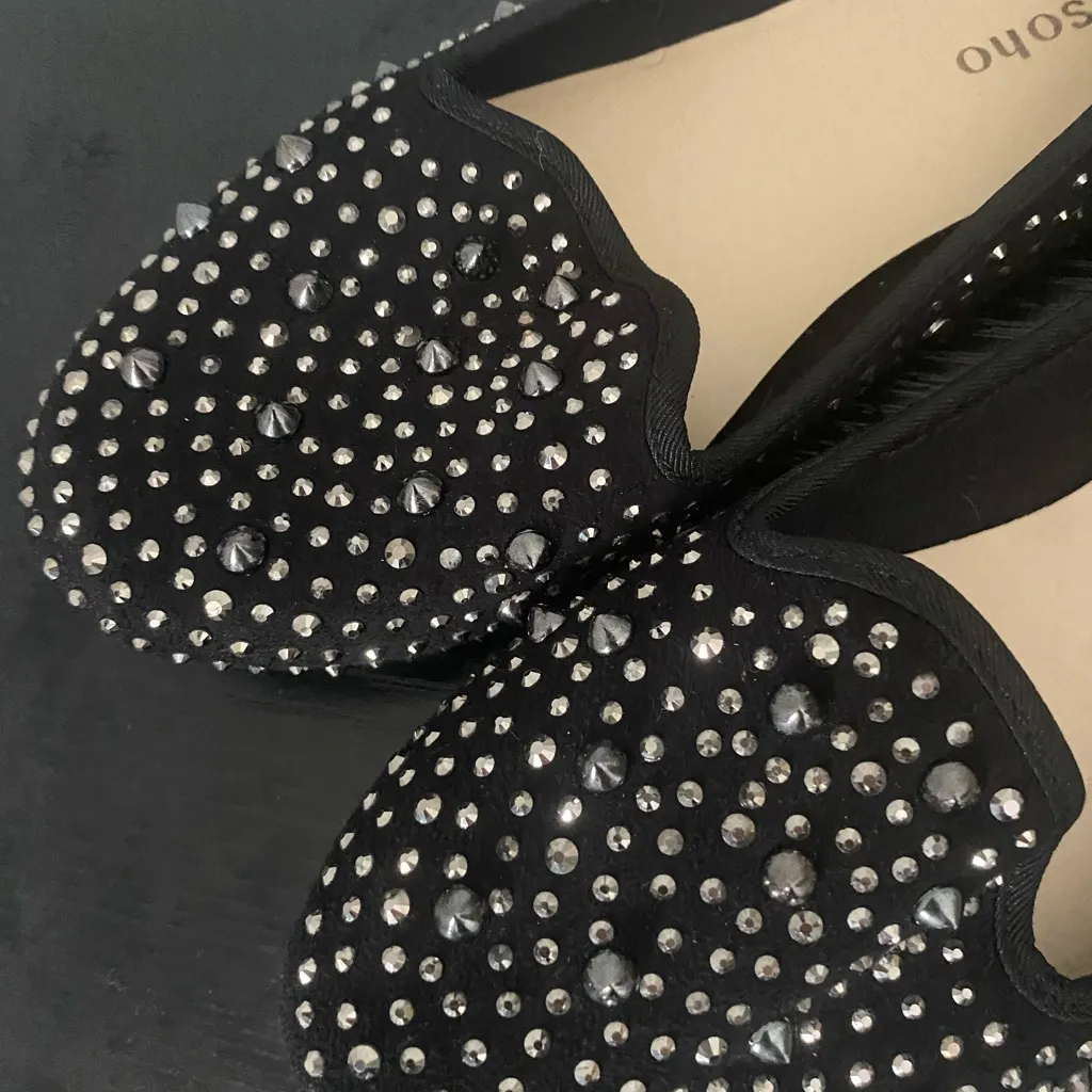 Zigi Soho Women 6 Simpson Black Embellised Studded Loafer Flats Slip On Edgy - Image 3