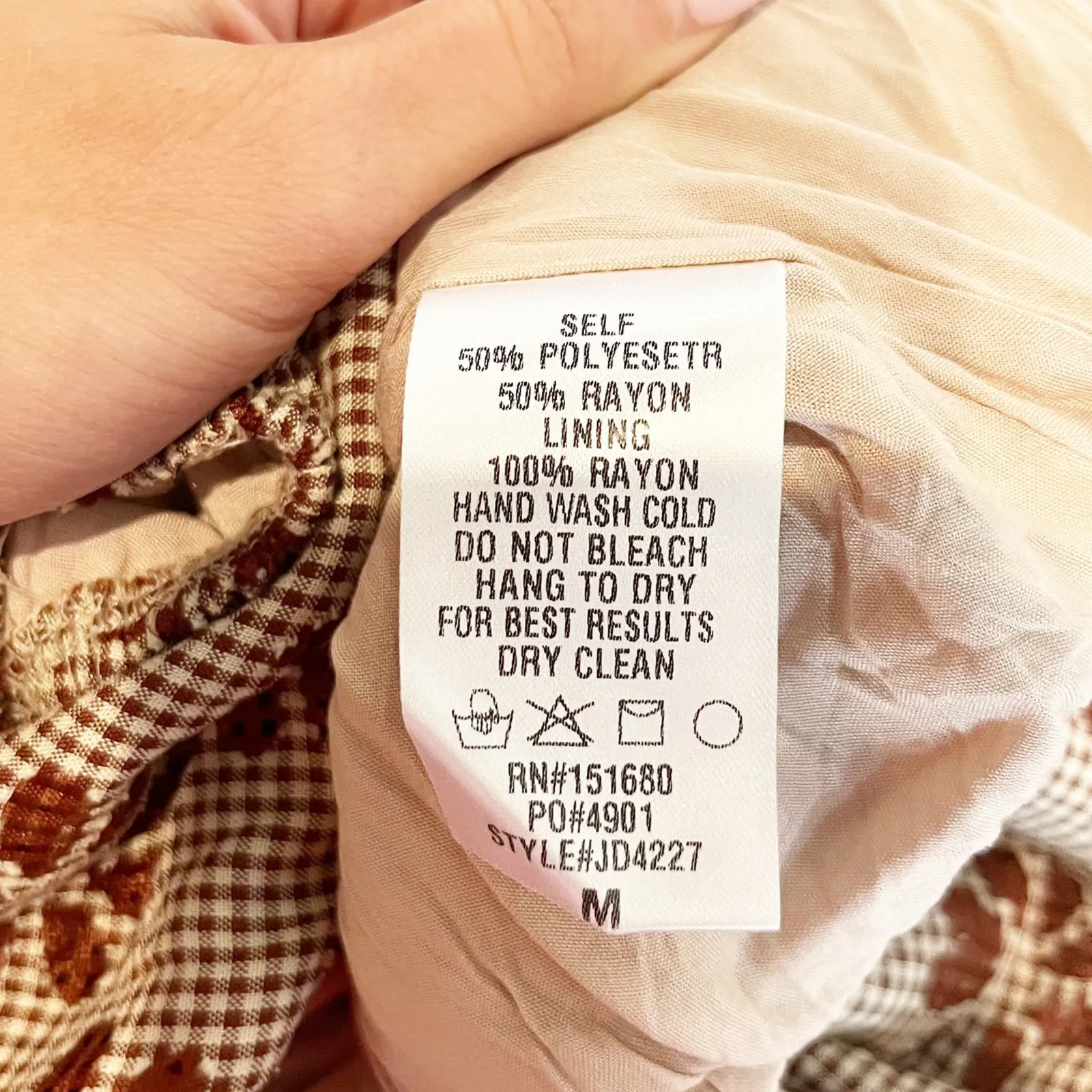 Storia Short Puff Sleeve Square Neck Floral Daisy Bubble Hem Mini Dress Brown M - Image 4