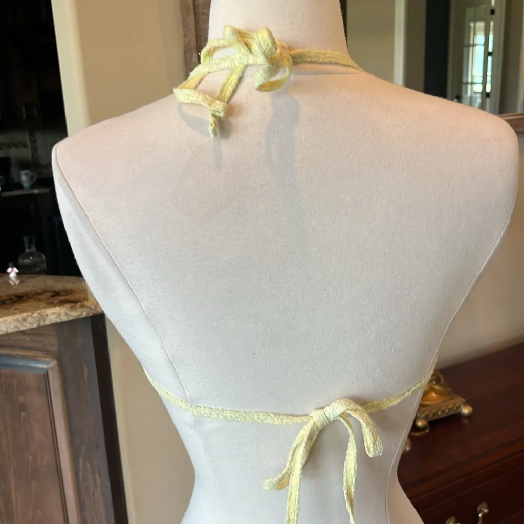 Bikini Set Pastel Yellow Crochet Lace Tiny Blue Bows Size undefined - Image 6