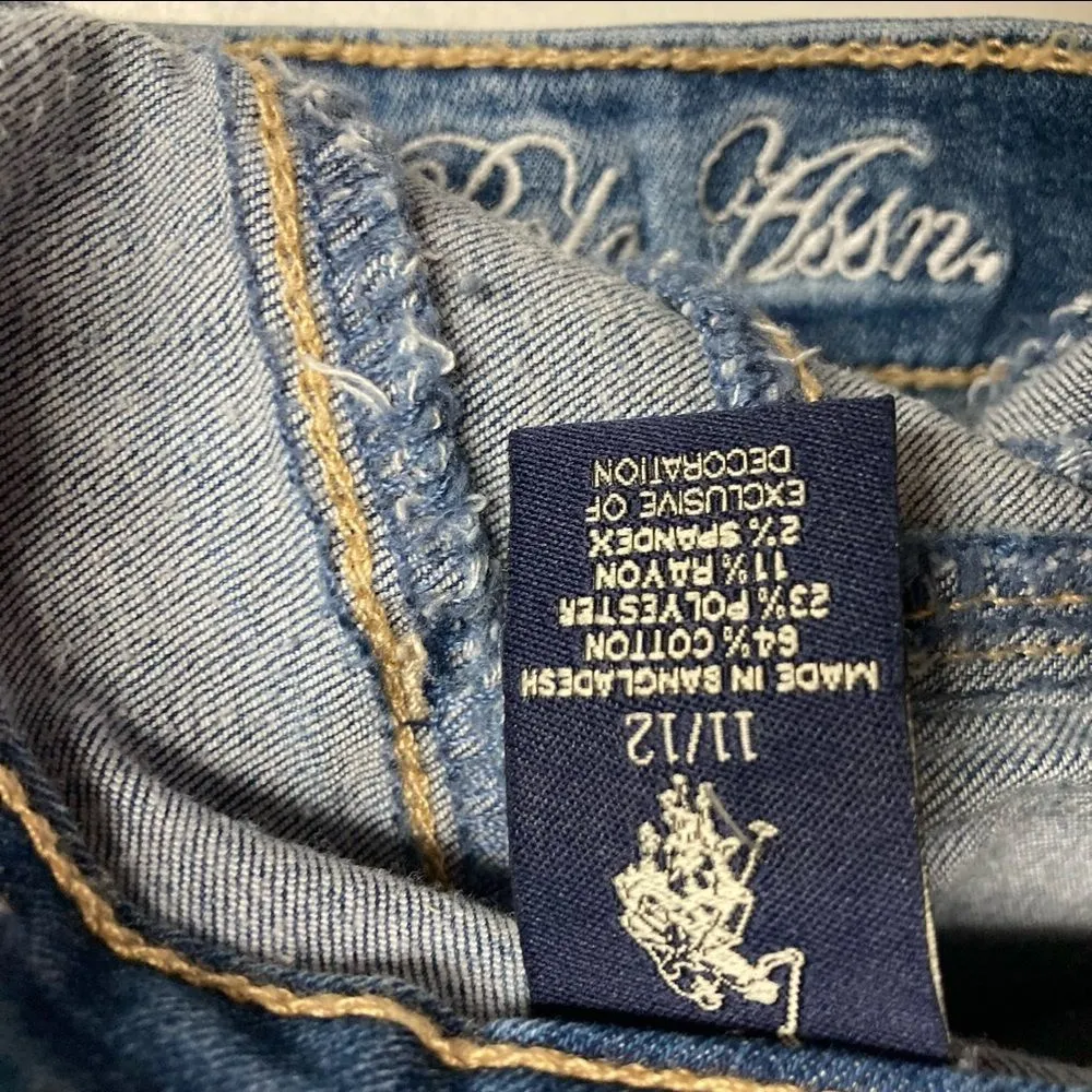 US POLO ASSN women's (Juniors) Light Wash Distressed Scuffed Shorts Size 11/12‎ - Image 5