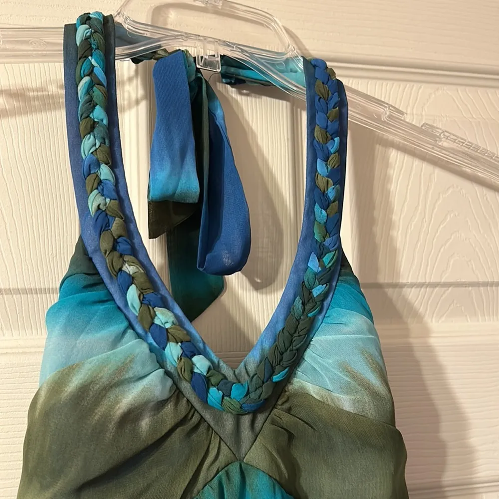 Maurice’s Blue Green Teal Tie Dye Halter Neck Tank Top Small - Image 2