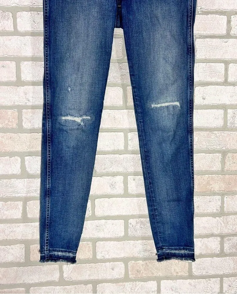 Madewell TALL 9” Midrise Skinny York Wash Rip and Repair Edition Jeans Size 28T - Image 6