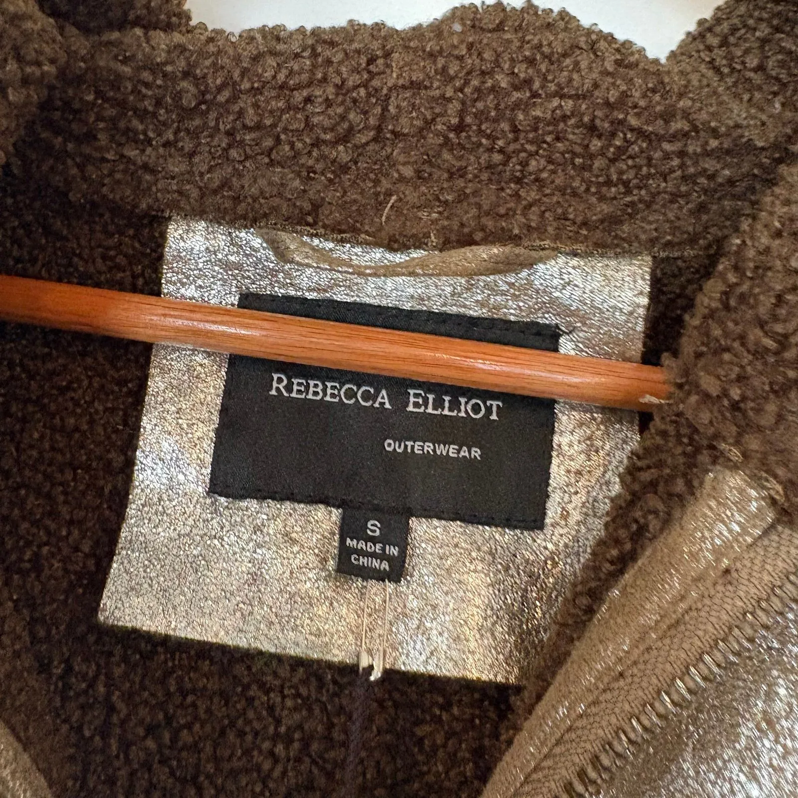 Rebecca Elliot Metallic Gold And Brown Hooded Jacket Size Small‎ - Image 5