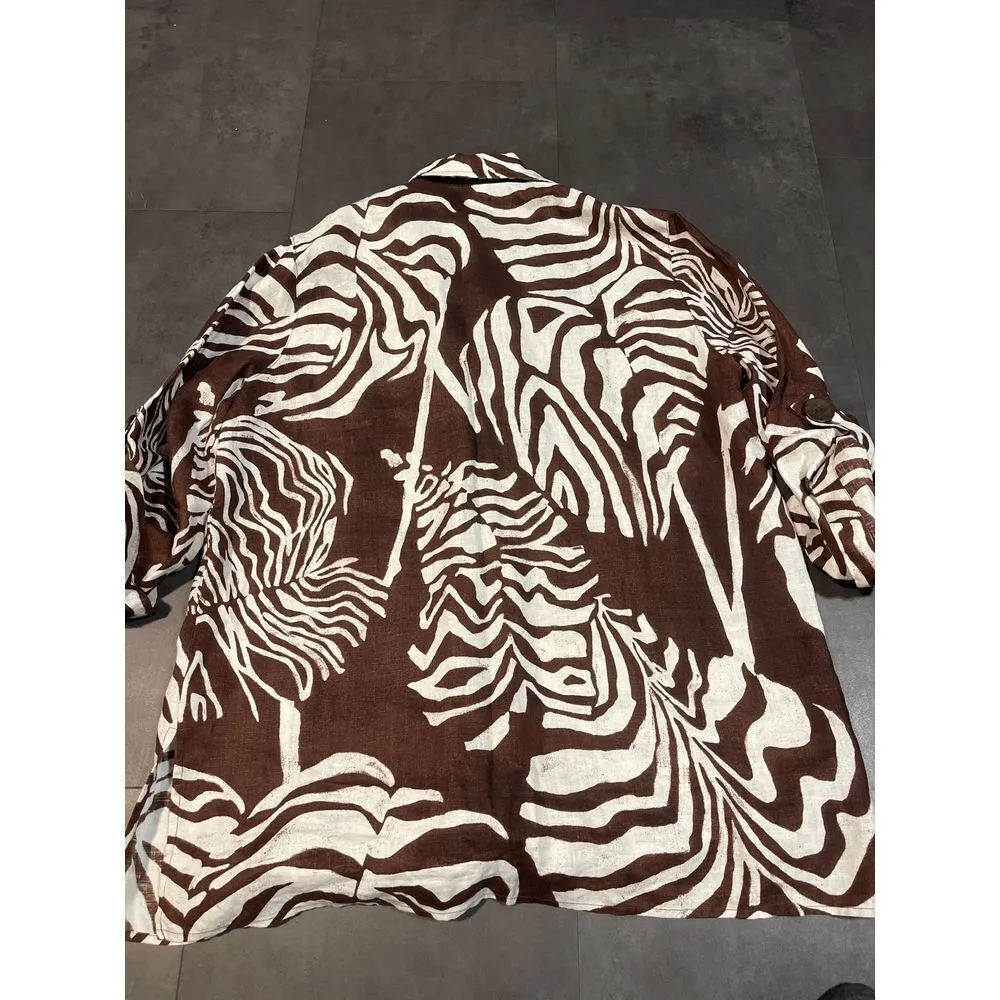 Jones New York‎ Zebra Print Button-Up Shirt - Bold Safari Style B71 - Image 8