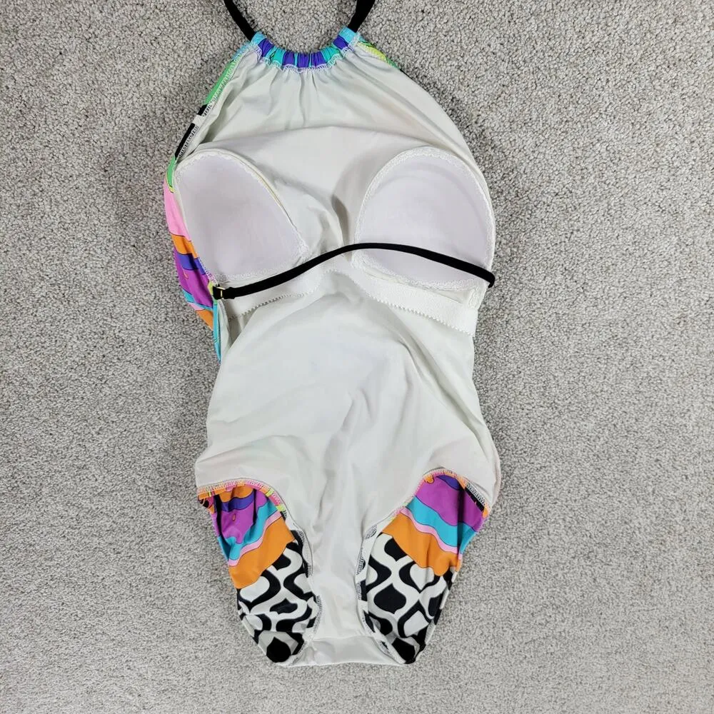 Trina Turk Balboa One Piece Womens Multicolor Tie Neck Swim Bandeau - Image 7