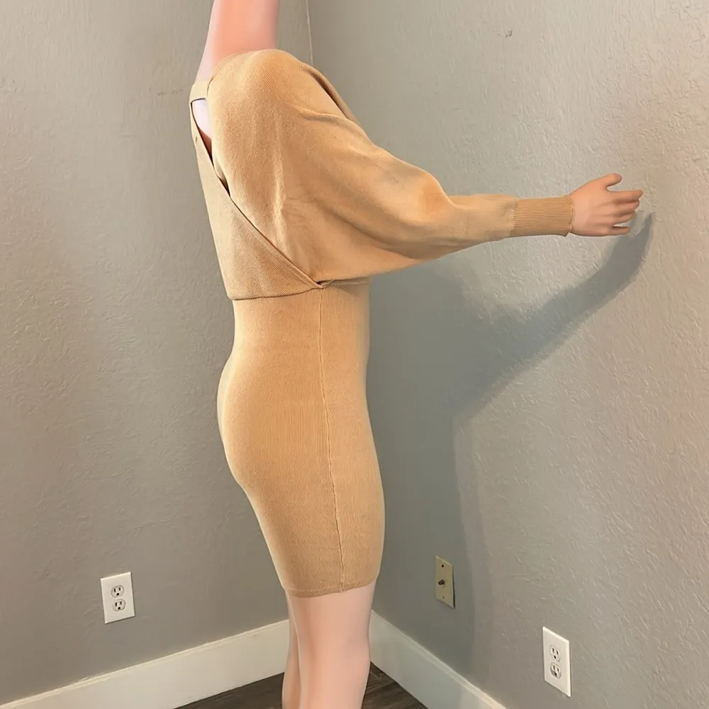 GIANNI BINI GB Womens Batwing Long Sleeve Sweater Mini Sz M CAMEL Dress NWT #74 - Image 3