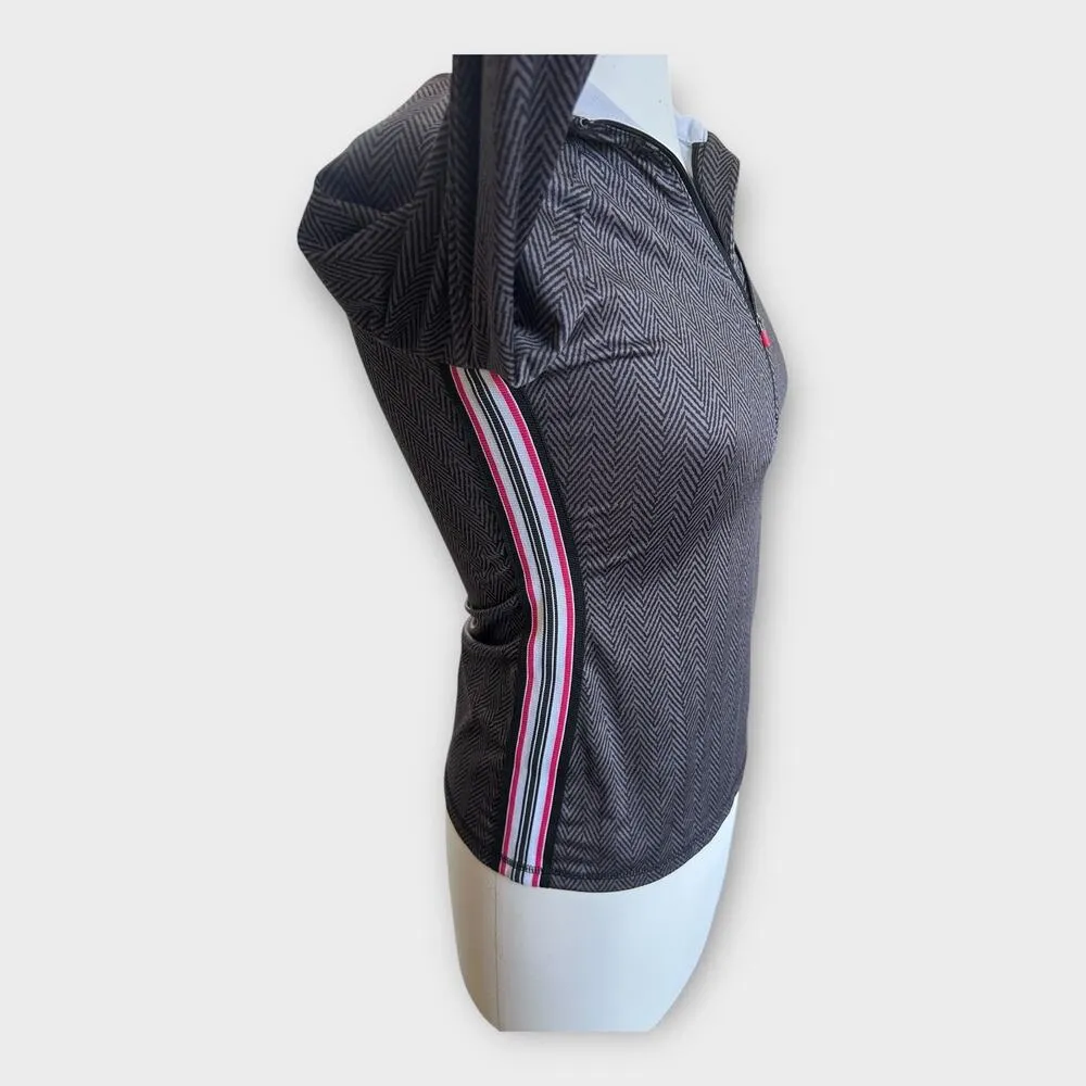 Athleta Womens 1/4 Zip Herringbone Striped Athletic Pullover Gray  Pink sz Small - Image 3