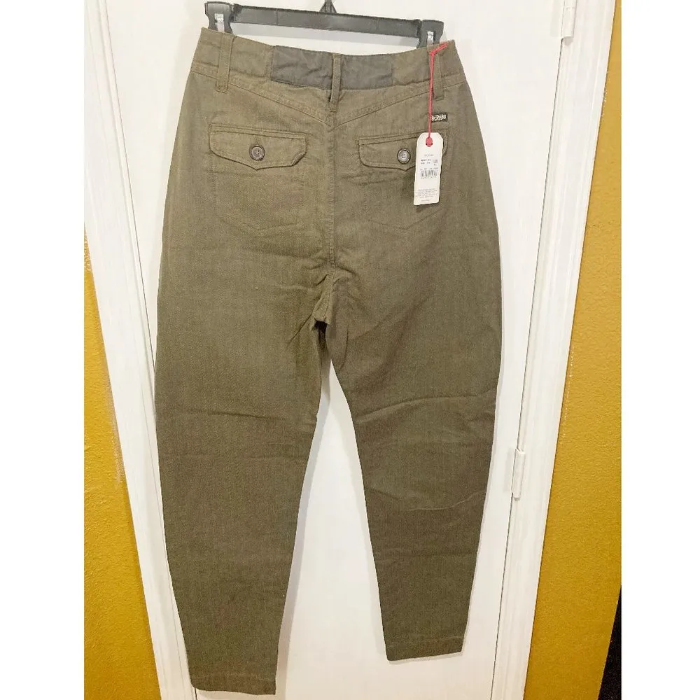 Replay women's size 28 belt fastened high waist deluxe taper pant 27x31 hi rise Brown - Image 3