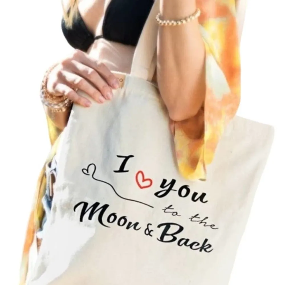 "I LOVE YOU TO THE MOON & BACK" ECO FRIENDLY TOTE BAG 13.5X15 - Image 2